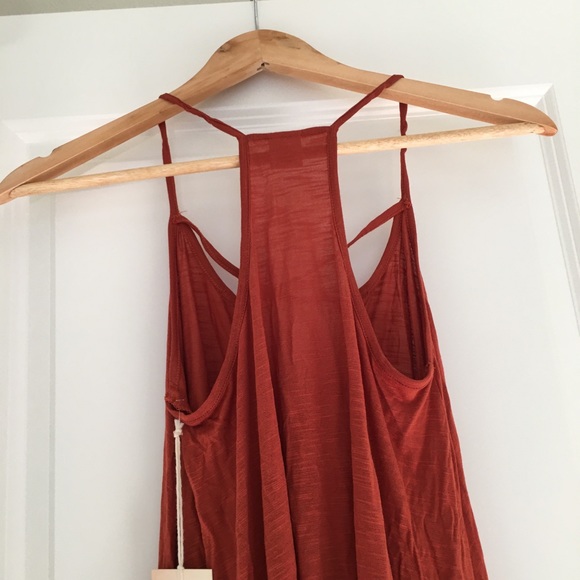 Lace Up Racerback Tank, Rust Orange - Picture 6 of 7